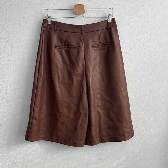 Avec Les Filles x Anthropologie Davina Faux Leather Culottes in Brown - Picture 3 of 5